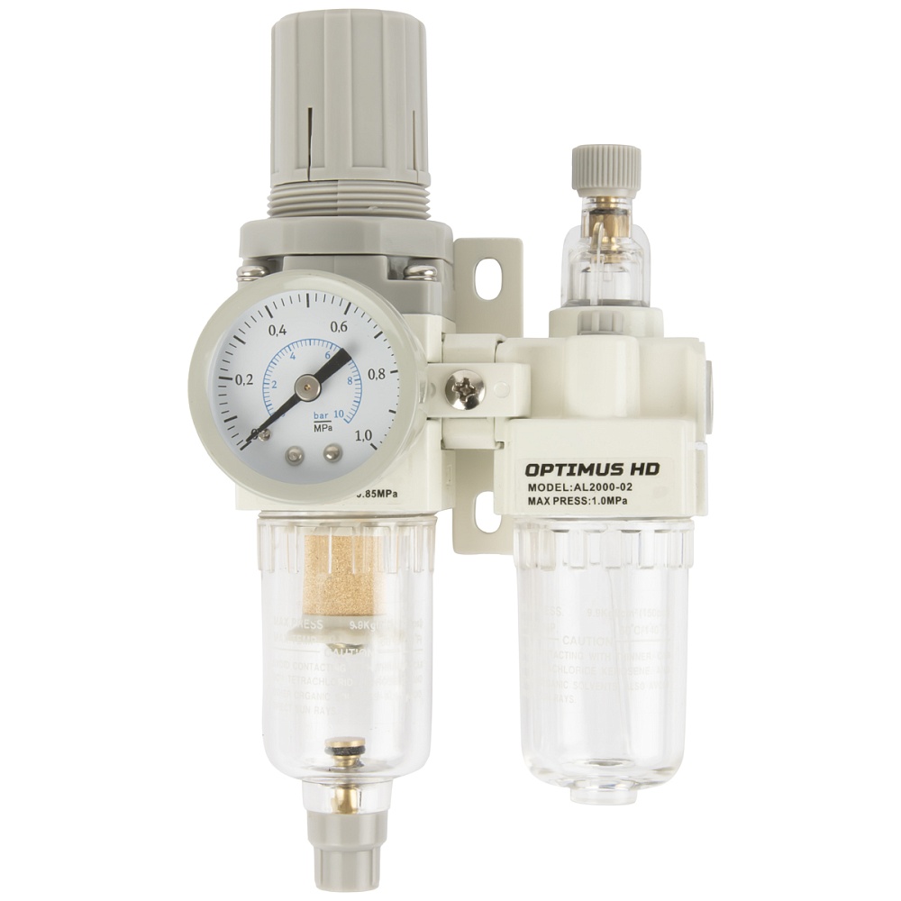 AC2010-02 Блок подготовки воздуха 1/4" с фильтром, манометром, маслораспылителем и регулятором давле Wiederkraft
