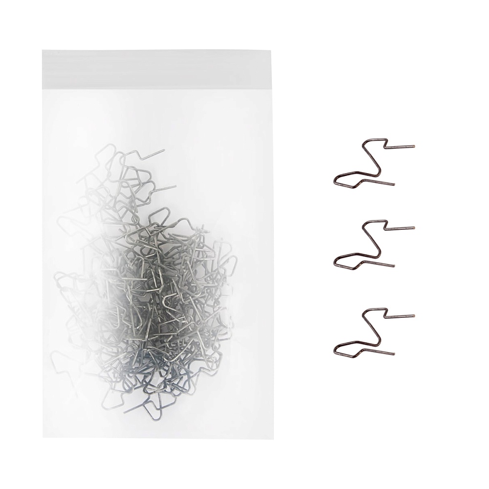 WDK-620120-2  Скобы с внутренним углом для ремонта пластиковых деталей 0,8мм. В упаковке 100 шт. Wiederkraft