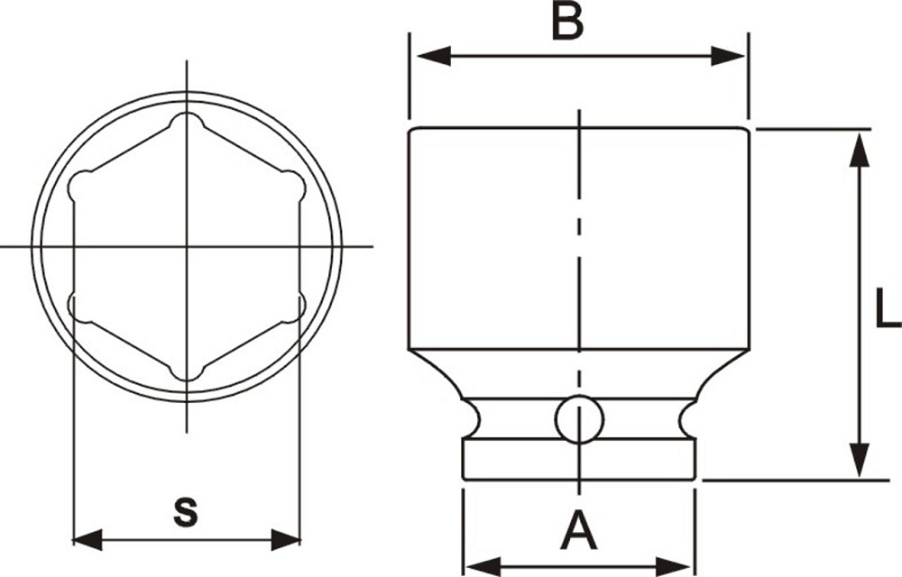 JTC-443839 Головка торцевая ударная 6-гранная 1/2" х 39мм, длина 48мм JTC /1/5/50