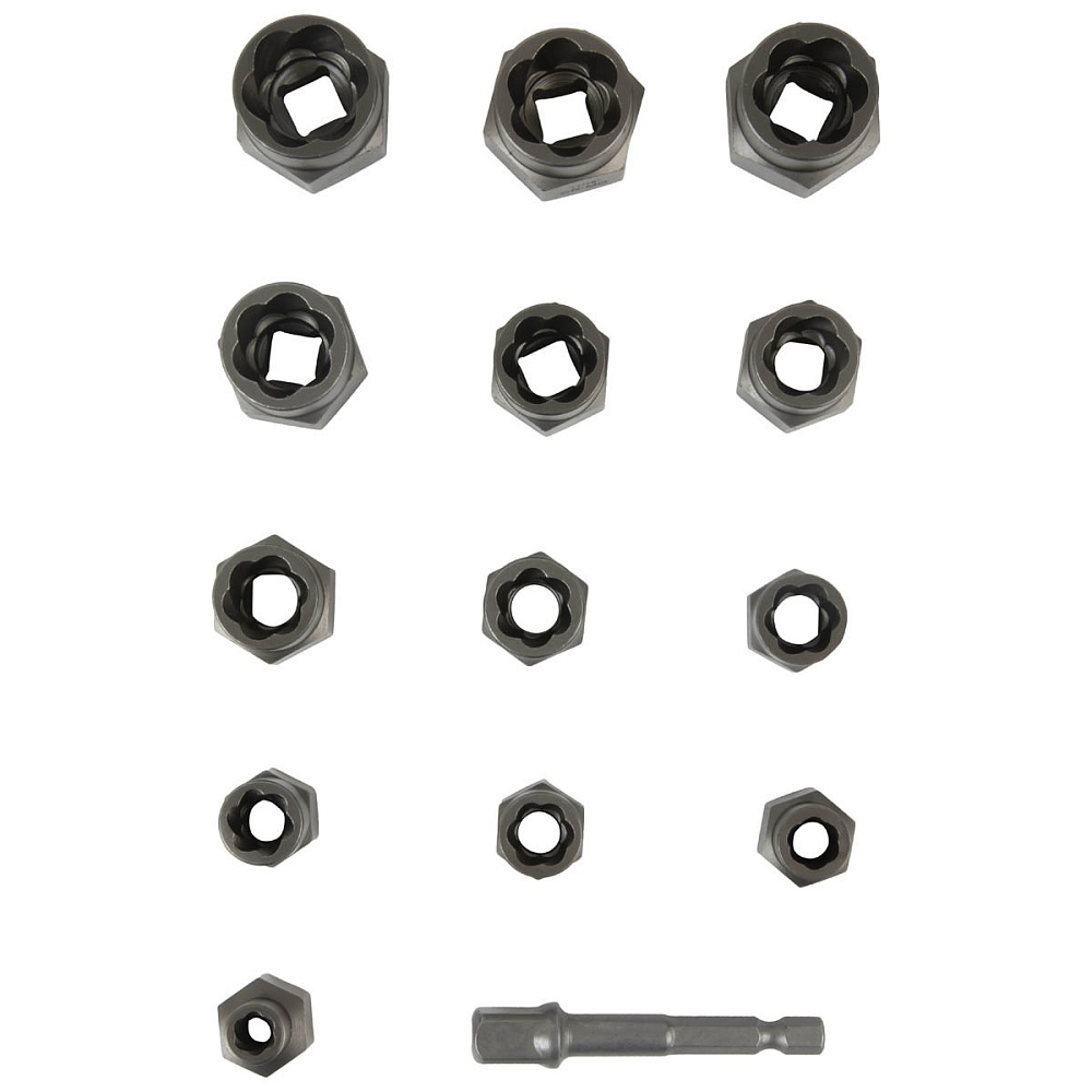 WDK-65482 Набор экстракторов для болтов и гаек с адаптером, 8-19 мм Wiederkraft