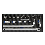 Набор головок 1/2" в ложементе, 18 предметов для тележки NORDBERG 2496018T