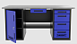 Верстак с ящиком двухтумбовый дверь/4 ящиков, синий 1800*700 Garopt, GT1800DY1Y4.blue