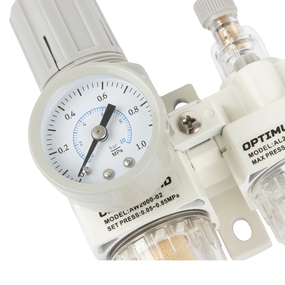 AC2010-02 Блок подготовки воздуха 1/4" с фильтром, манометром, маслораспылителем и регулятором давле Wiederkraft